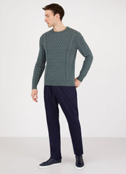 Men's Merino Cable Jumper in Dove Grey