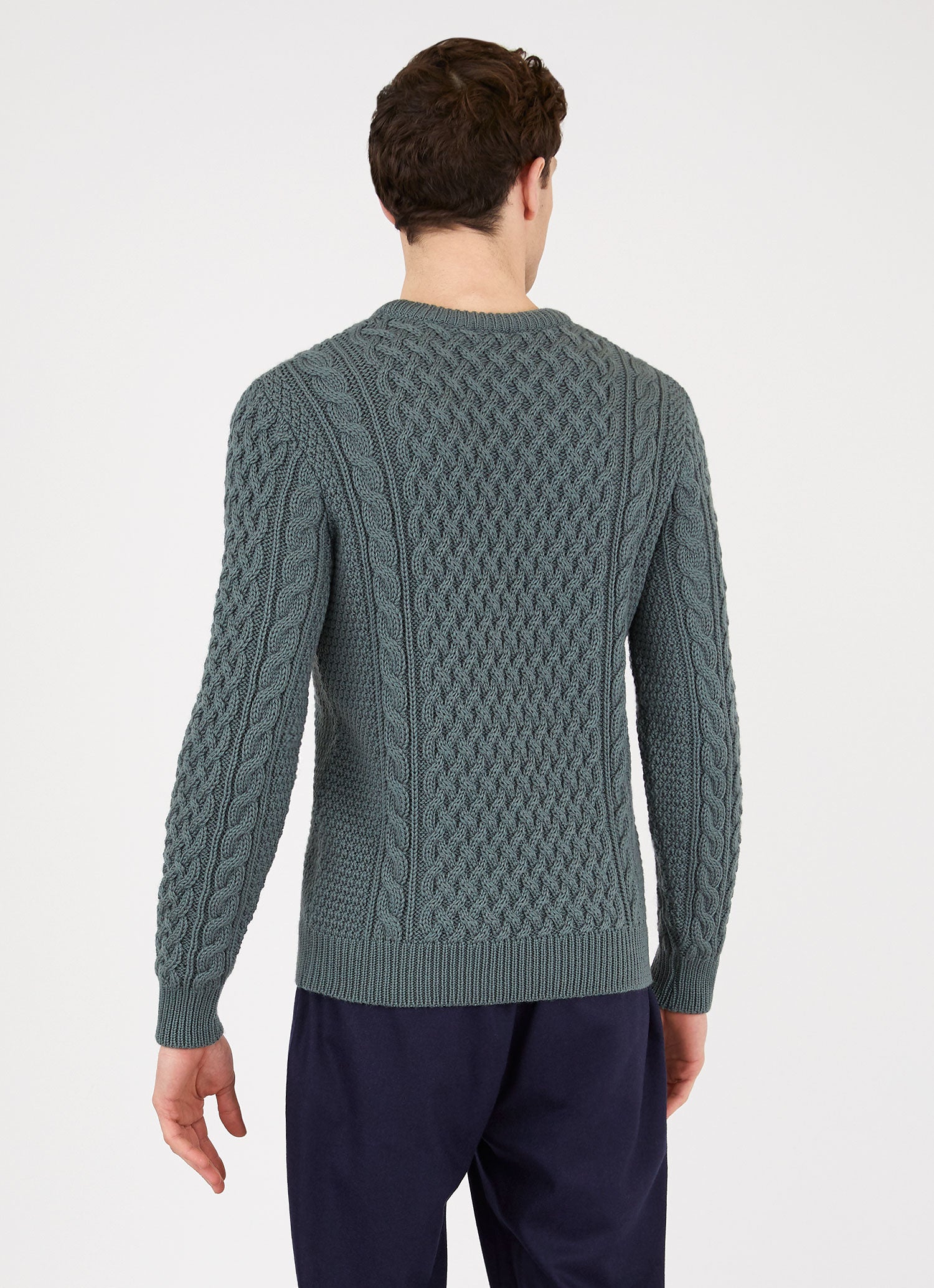 Men's Merino Cable Jumper in Dove Grey