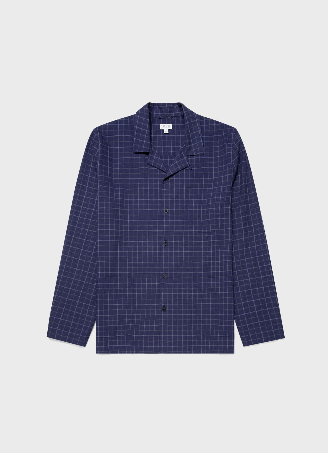 Men's Cotton Flannel Pyjama Shirt in Navy Check