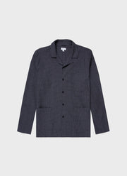 Men's Cotton Flannel Pyjama Shirt in Micro Windowpane Check