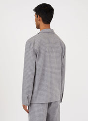 Men's Cotton Flannel Pyjama Shirt in Grey Melange Window Check