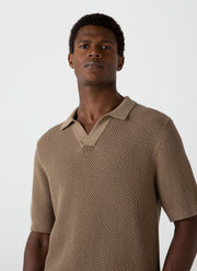 Men's Mr Porter Mesh Knit Polo in Oat