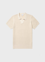 Men's Mr Porter Mesh Knit Polo in Ecru