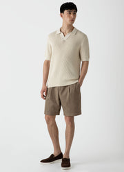 Men's Mr Porter Mesh Knit Polo in Ecru