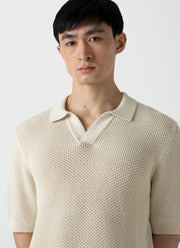Men's Mr Porter Mesh Knit Polo in Ecru