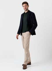 Men's Sea Island Cotton Jersey Polo Shirt in Seaweed