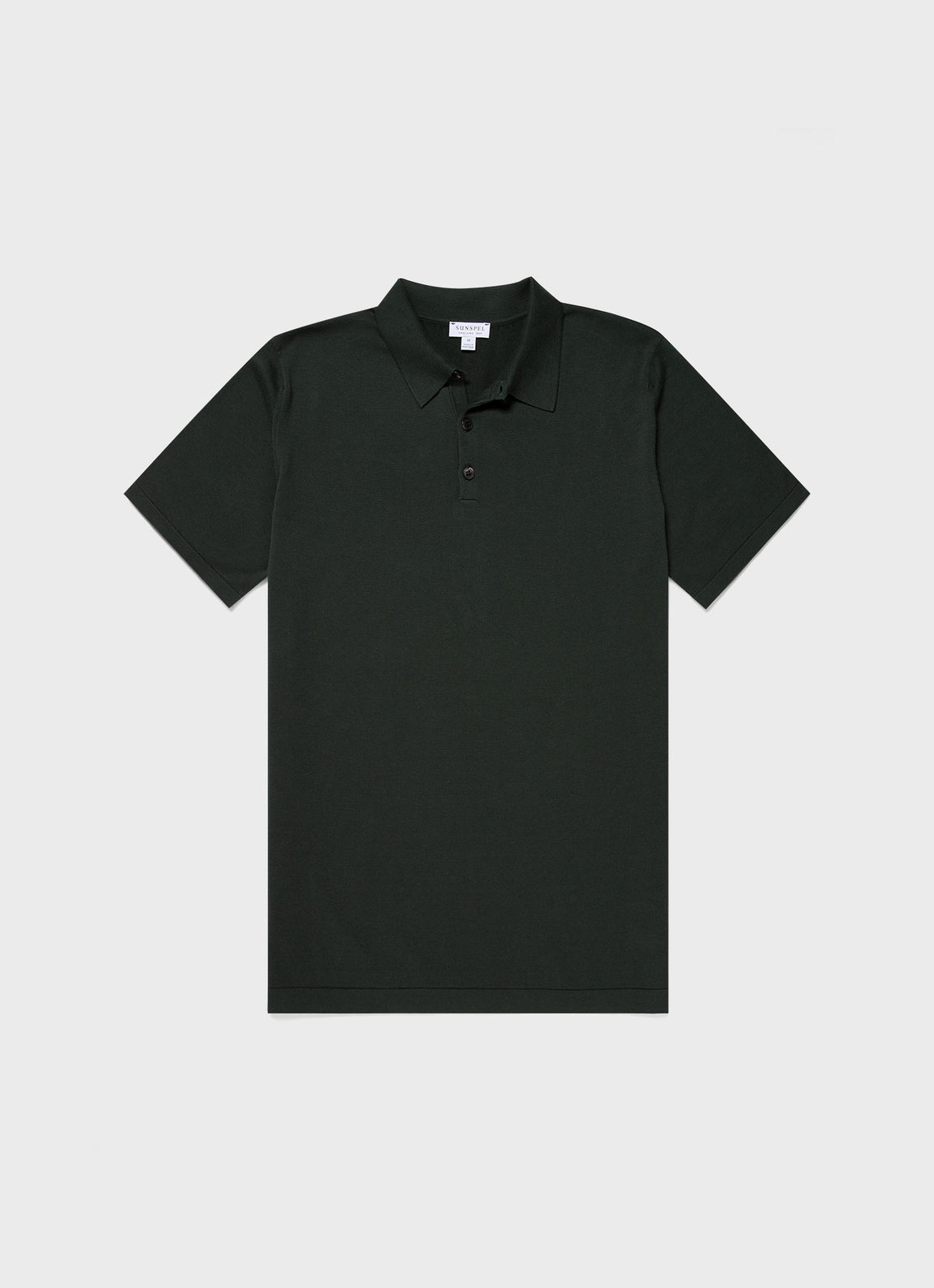 Men's Sea Island Cotton Knit Polo Shirt in Seaweed