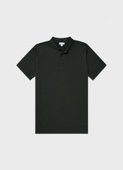 Men's Sea Island Cotton Knit Polo Shirt in Seaweed
