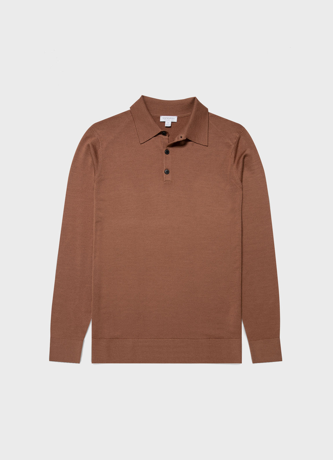 Men's Extra-Fine Merino Polo Shirt in Pecan