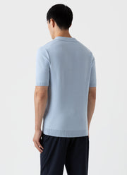 Men's Knit Polo Shirt in Pastel Blue