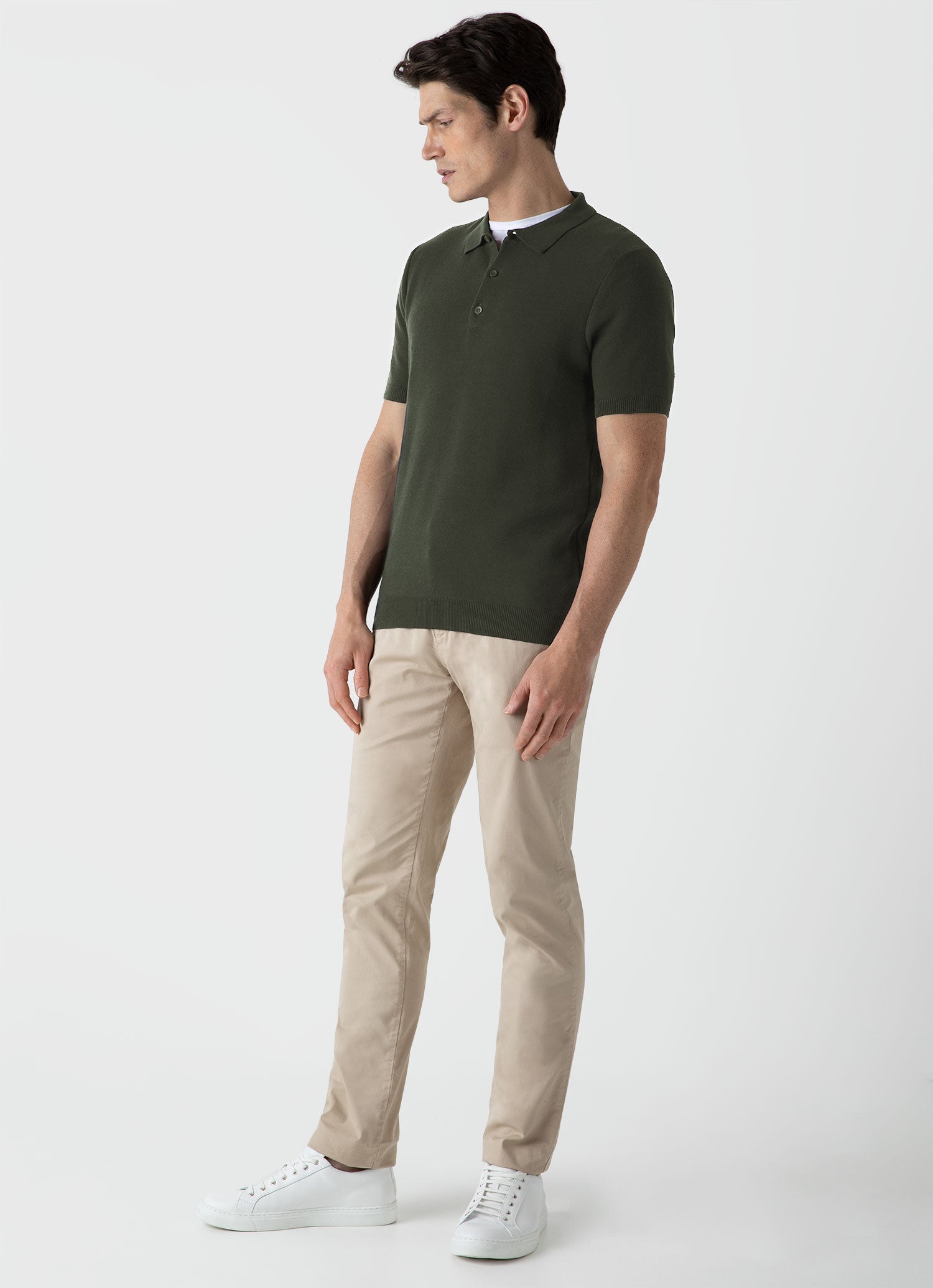 Men's Knit Polo Shirt in Hunter Green