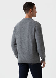 Men's Lambswool Polo Shirt in Mid Grey Melange