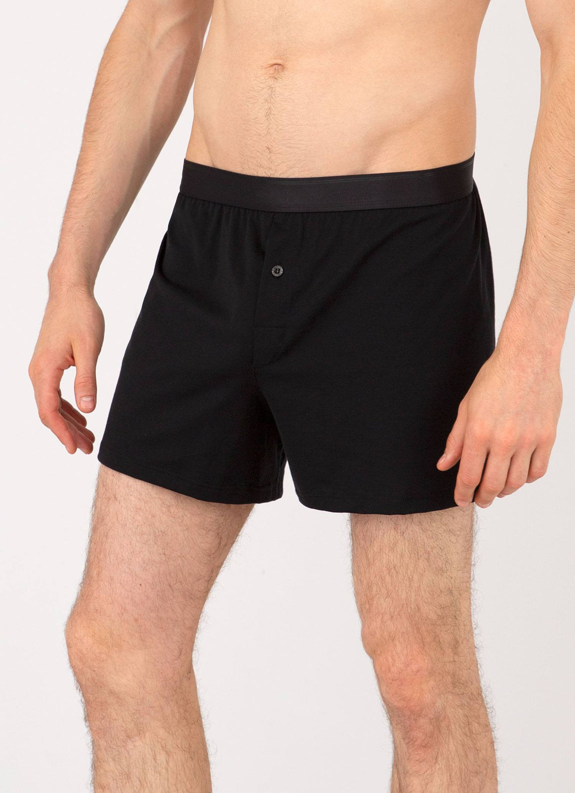 Men's Superfine Cotton One-Button Shorts in Black in Black