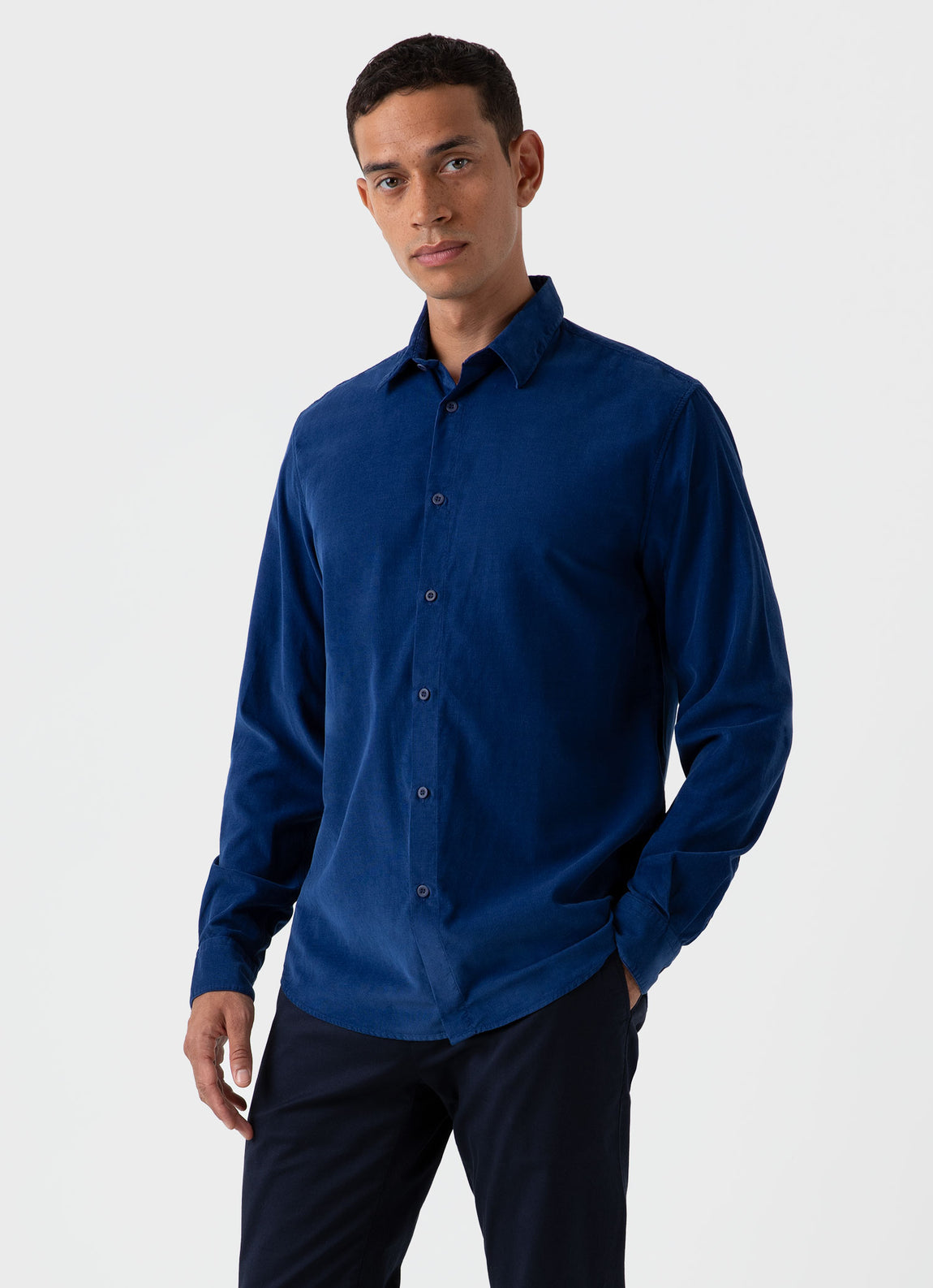 Men's Fine Cord Shirt in Space Blue