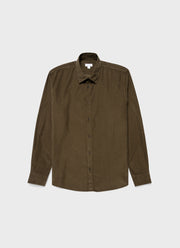 Men's Fine Cord Shirt in Dark Moss