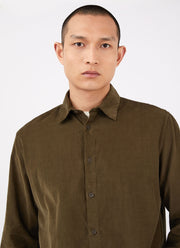 Men's Fine Cord Shirt in Dark Moss