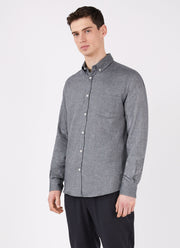 Men's Button Down Flannel Shirt in Mid Grey Melange
