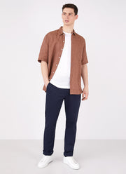 Men's Short Sleeve Linen Shirt in Gingerbread