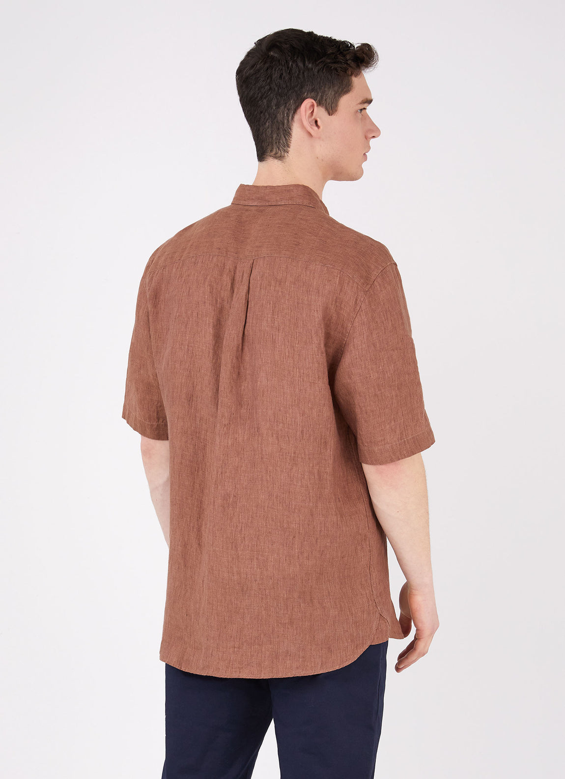 Men's Short Sleeve Linen Shirt in Gingerbread