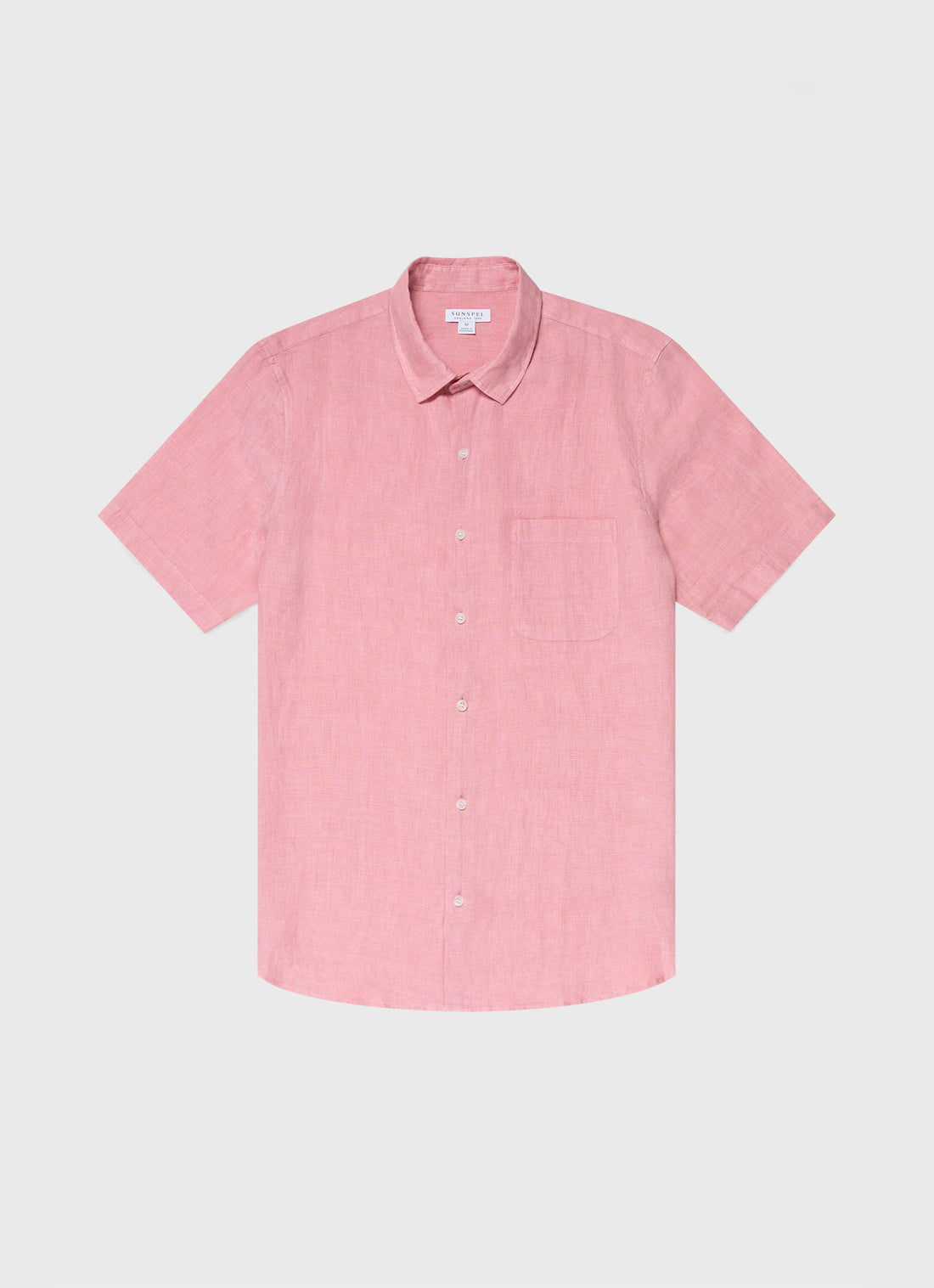 Men's Short Sleeve Linen Shirt in Shell Pink