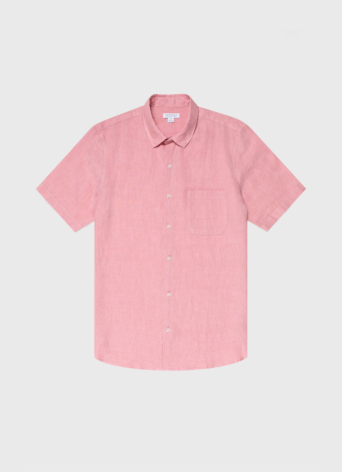 Men's Short Sleeve Linen Shirt in Shell Pink