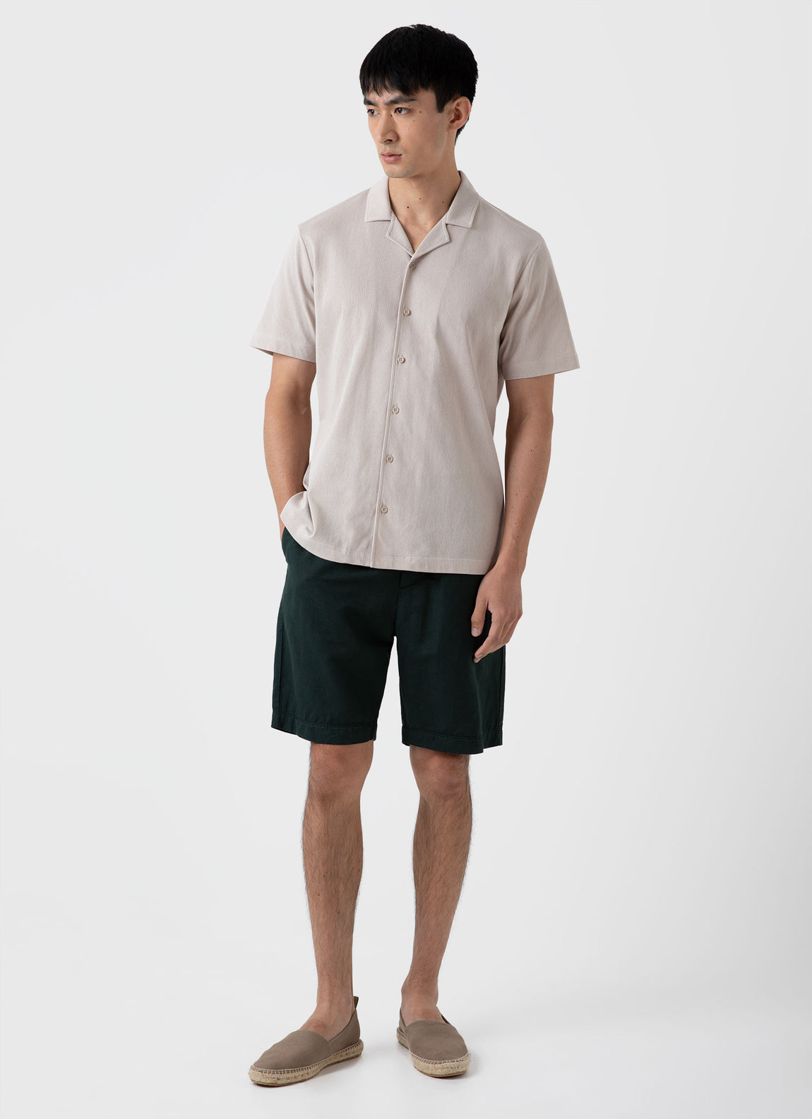 Men's Riviera Camp Collar Shirt in Light Sand