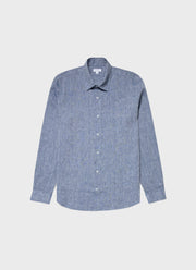 Men's Linen Shirt in Bluestone Melange