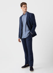 Men's Linen Shirt in Bluestone Melange
