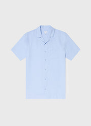 Men's Waffle Camp Collar Shirt in Cool Blue