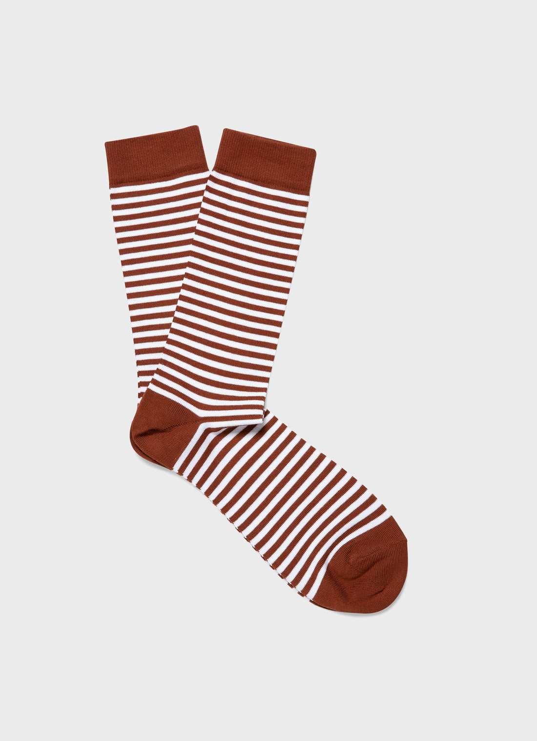 Men's Cotton Socks in White/Tobacco English Stripe