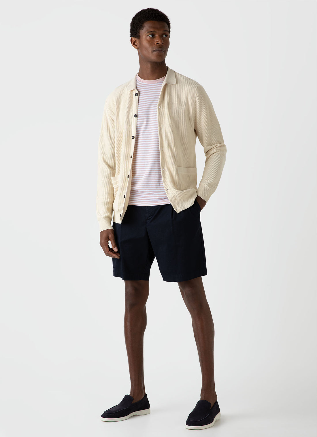 Men's Classic T-shirt in Shell Pink/White English Stripe