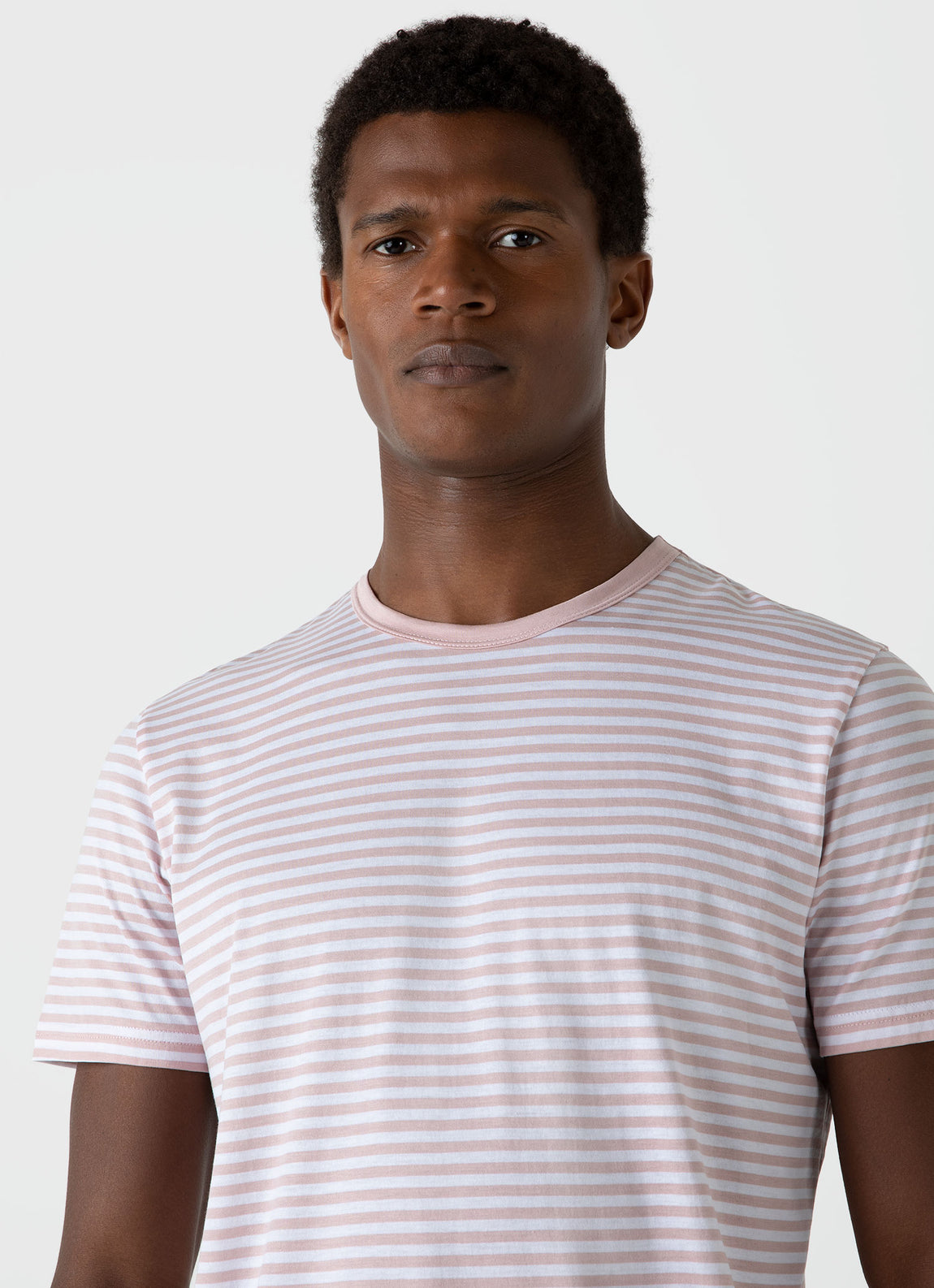 Men's Classic T-shirt in Shell Pink/White English Stripe