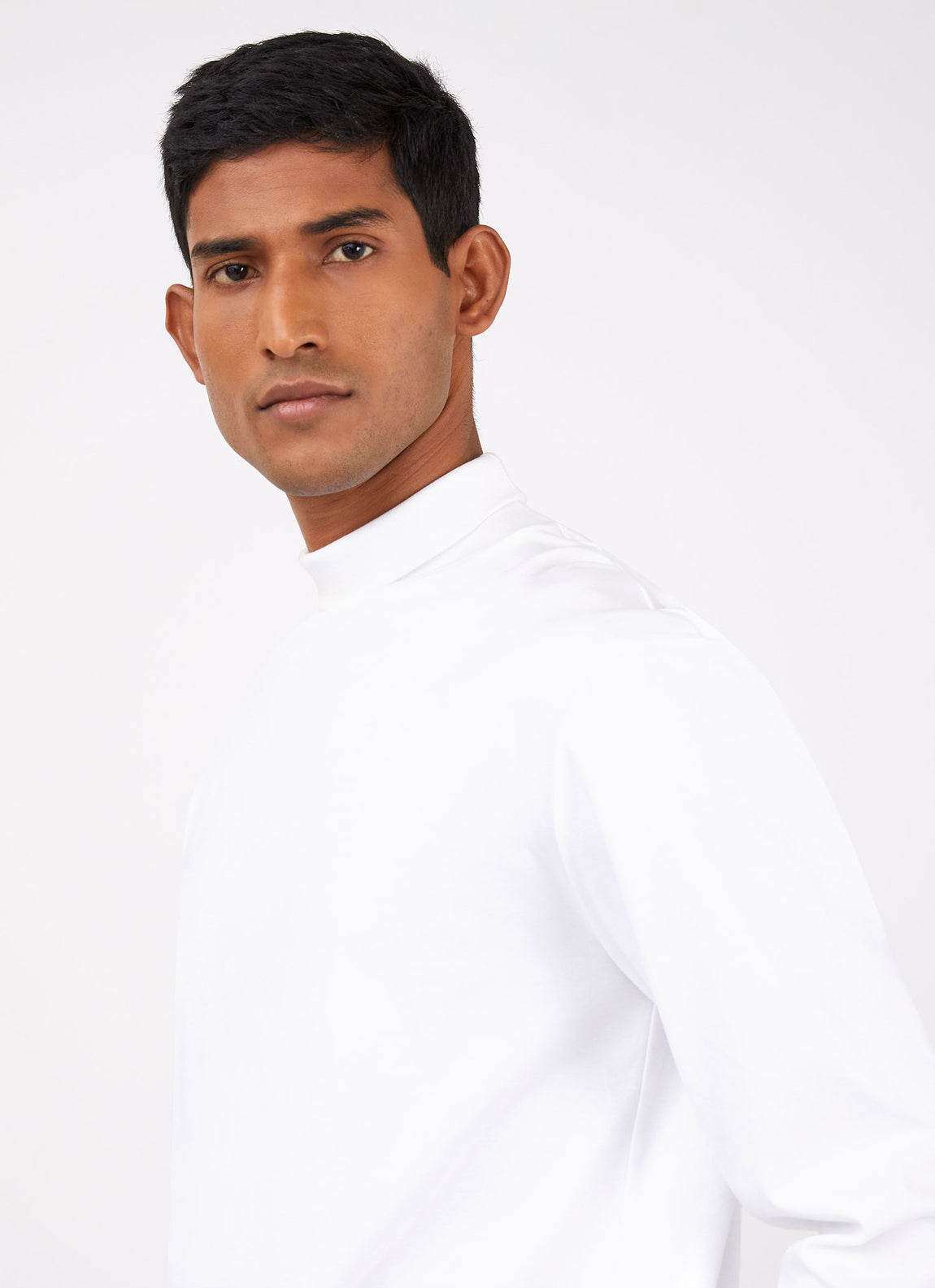Men's Brushed Cotton Turtle Neck in White