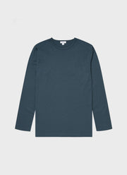 Men's Cotton Modal Lounge Long Sleeve T-shirt in Dark Petrol