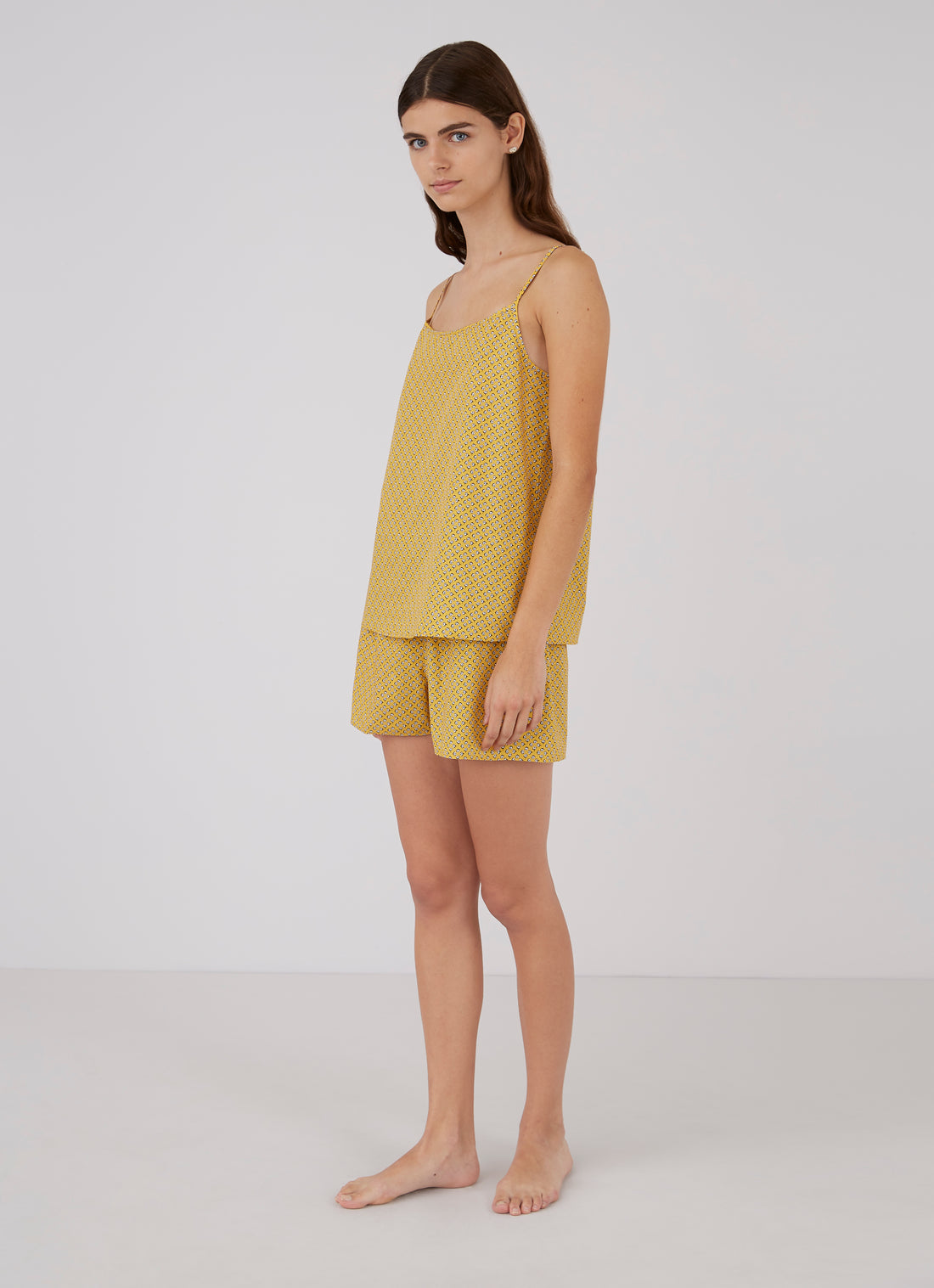 Women's Cotton Cami in Plant Geo Mustard