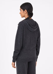 Women's Cashmere Zip Hoodie in Charcoal Melange