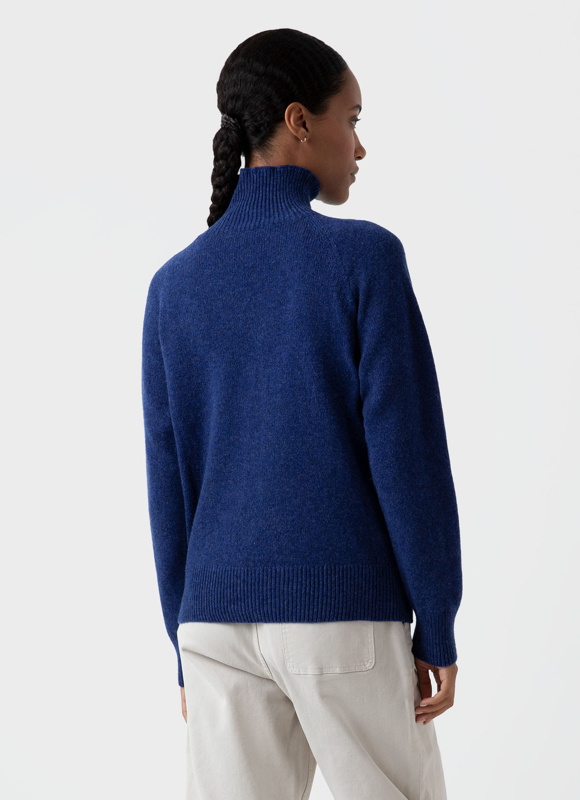 Women's Lambswool Funnel Neck Jumper in Space Blue