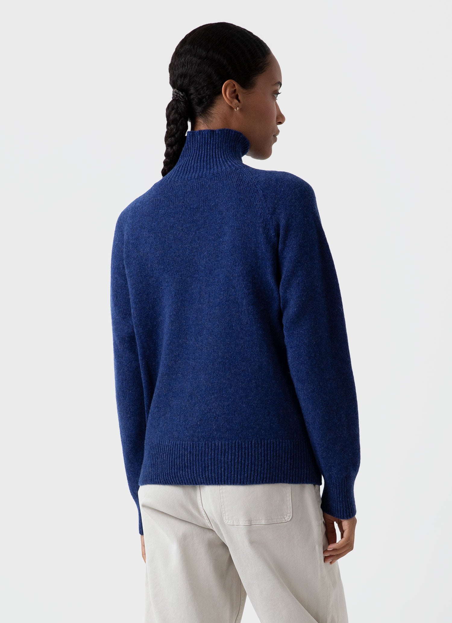 Women's Lambswool Funnel Neck Jumper in Space Blue