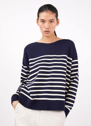 Women's Breton Stripe Jumper in Navy/Ecru