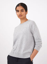 Women's Cashmere Crew Neck Jumper in Grey Melange