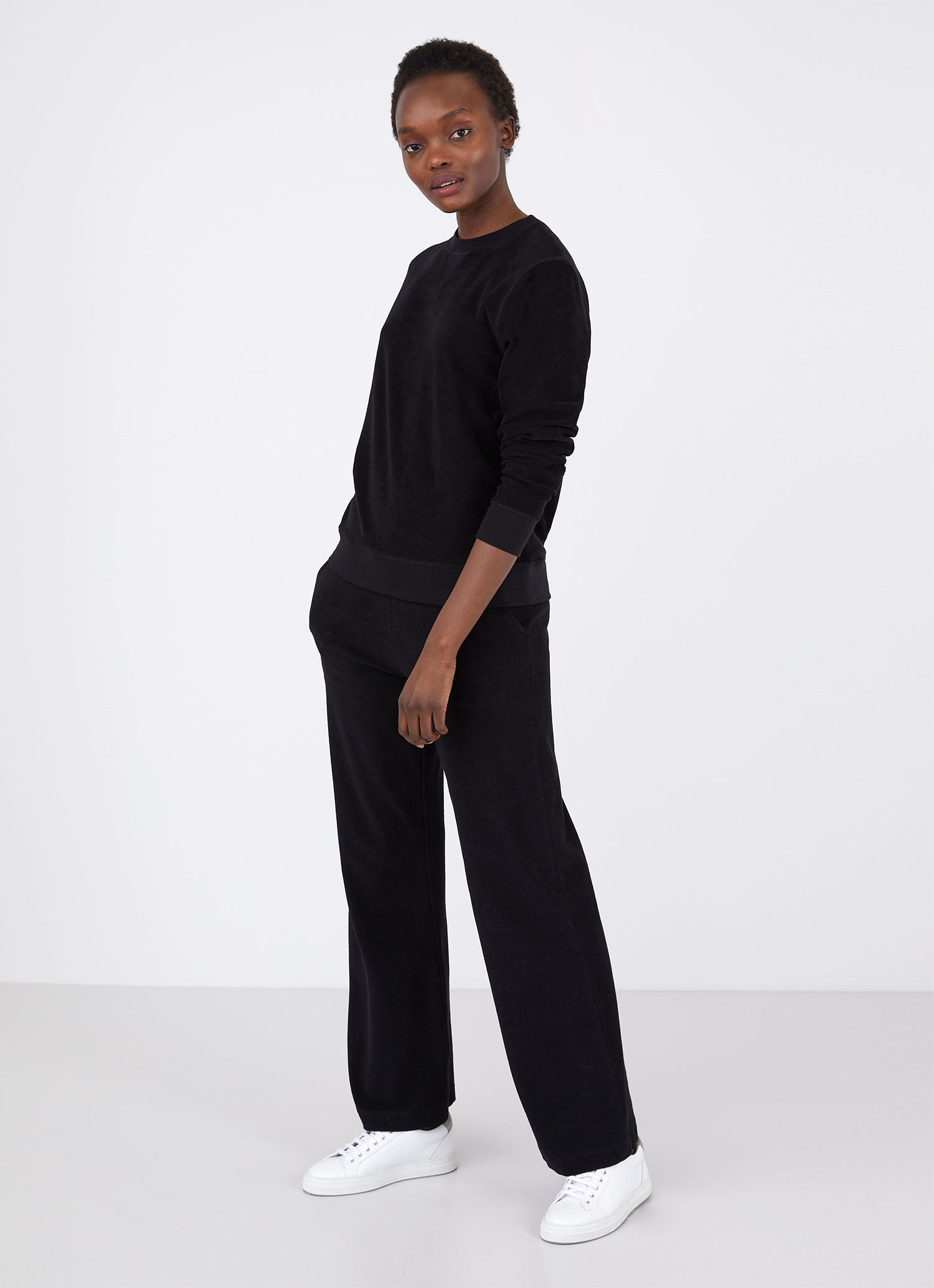 Women's Towelling Sweatshirt in Black