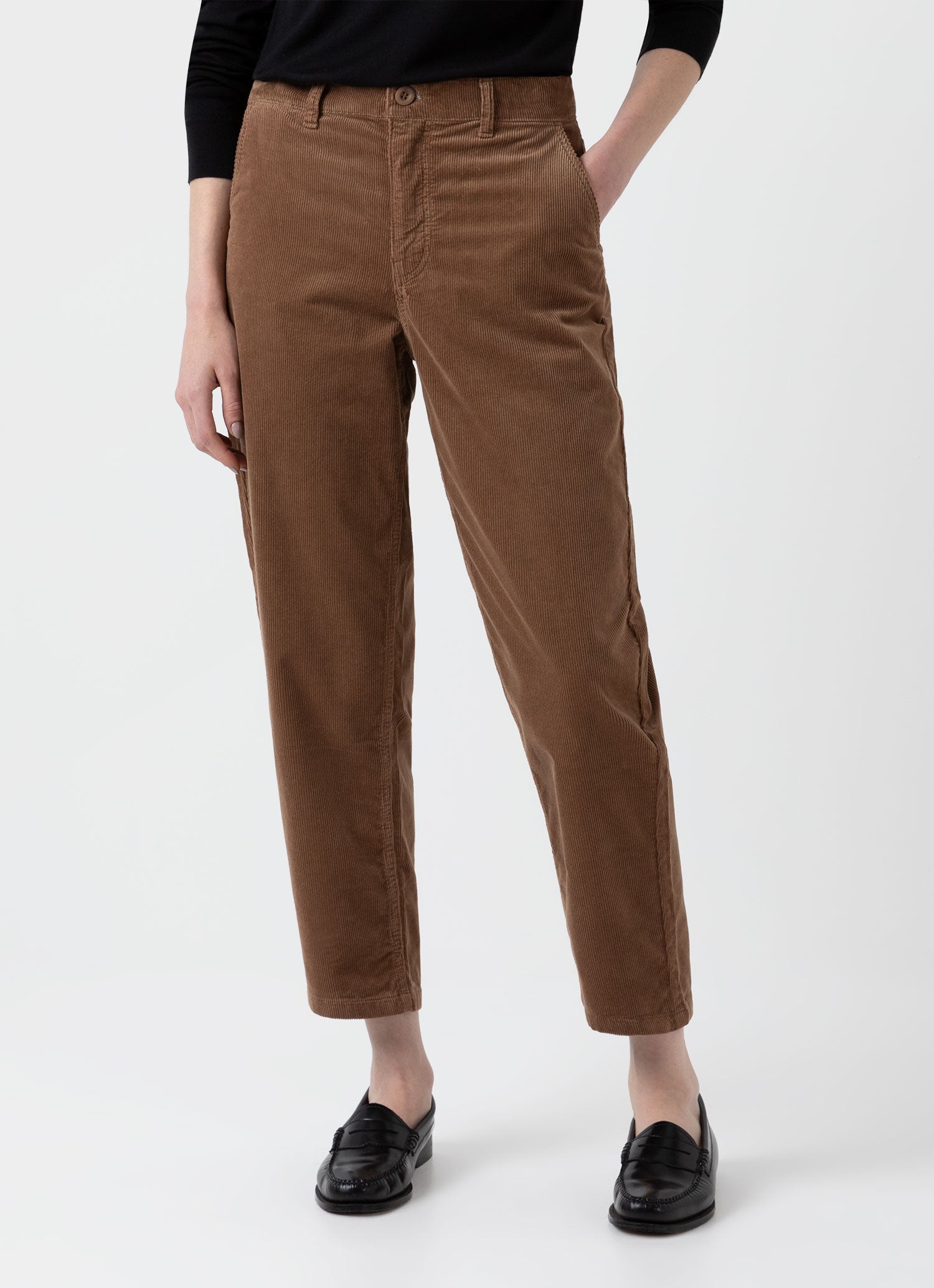 Women's Corduroy Trouser in Dark Camel