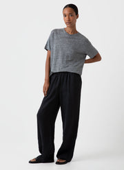 Women's Linen T-shirt in Mid Grey Melange