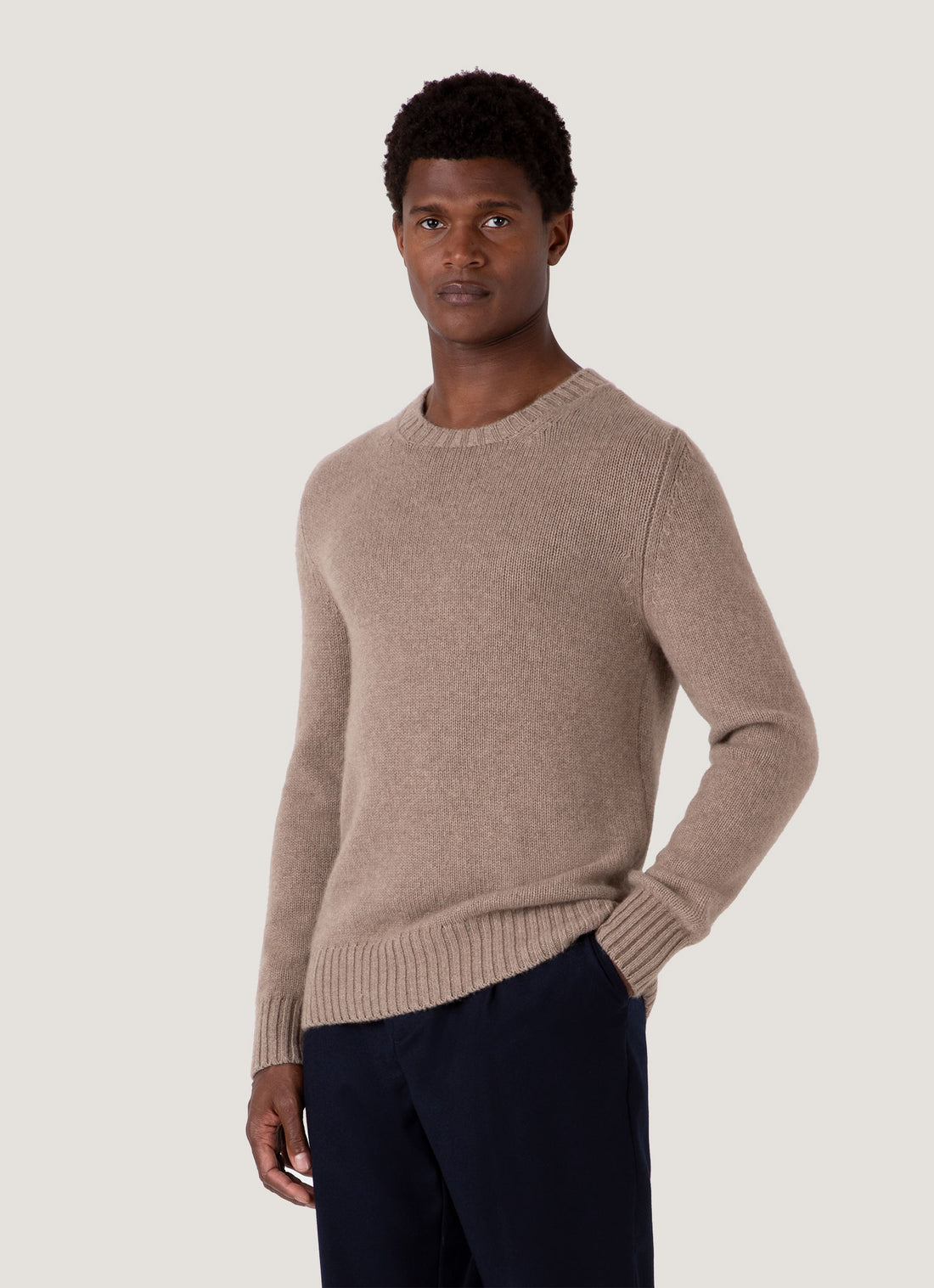Men's Roxburgh Cashmere Jumper in Natural Brown