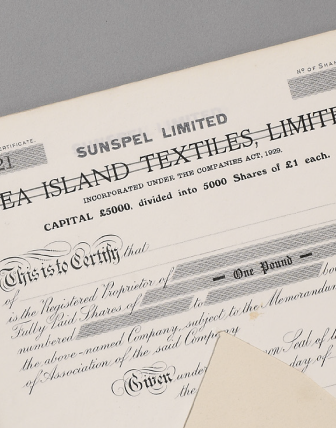 document showing the name change from sea island textiles limited to sunspel limited.