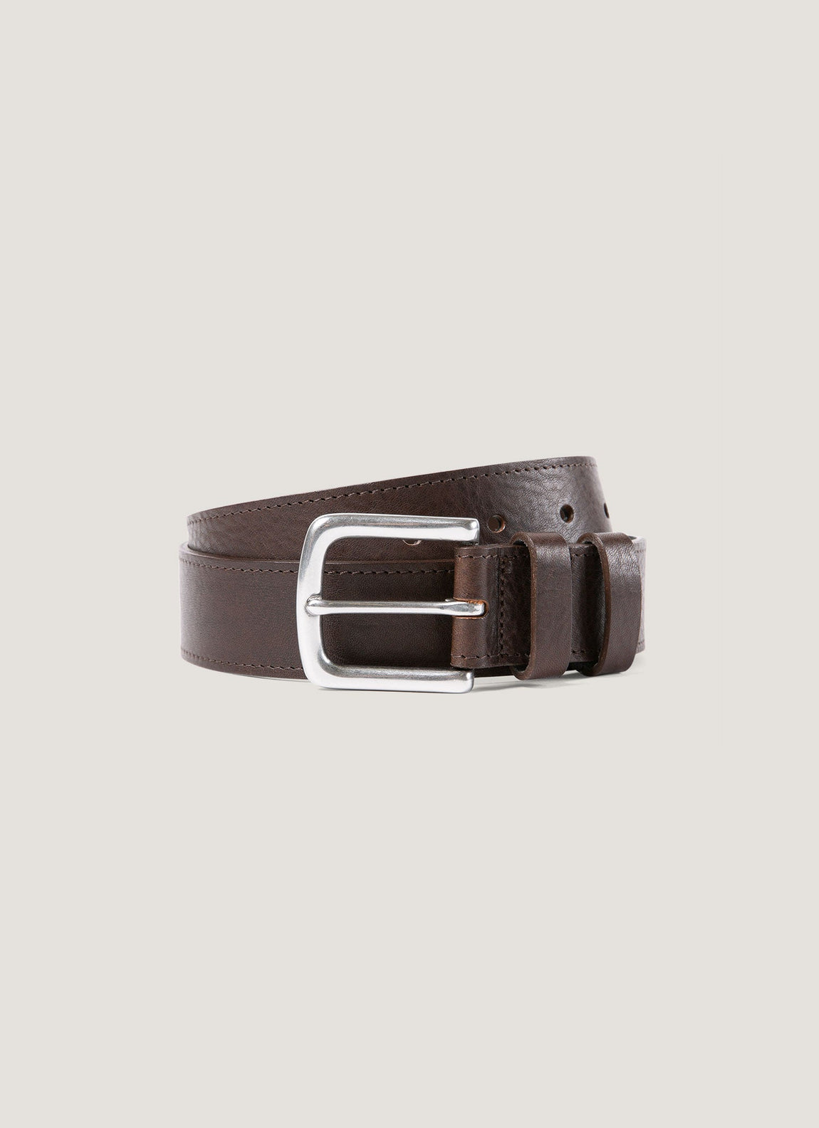 Men's Grained Leather Belt in Brown