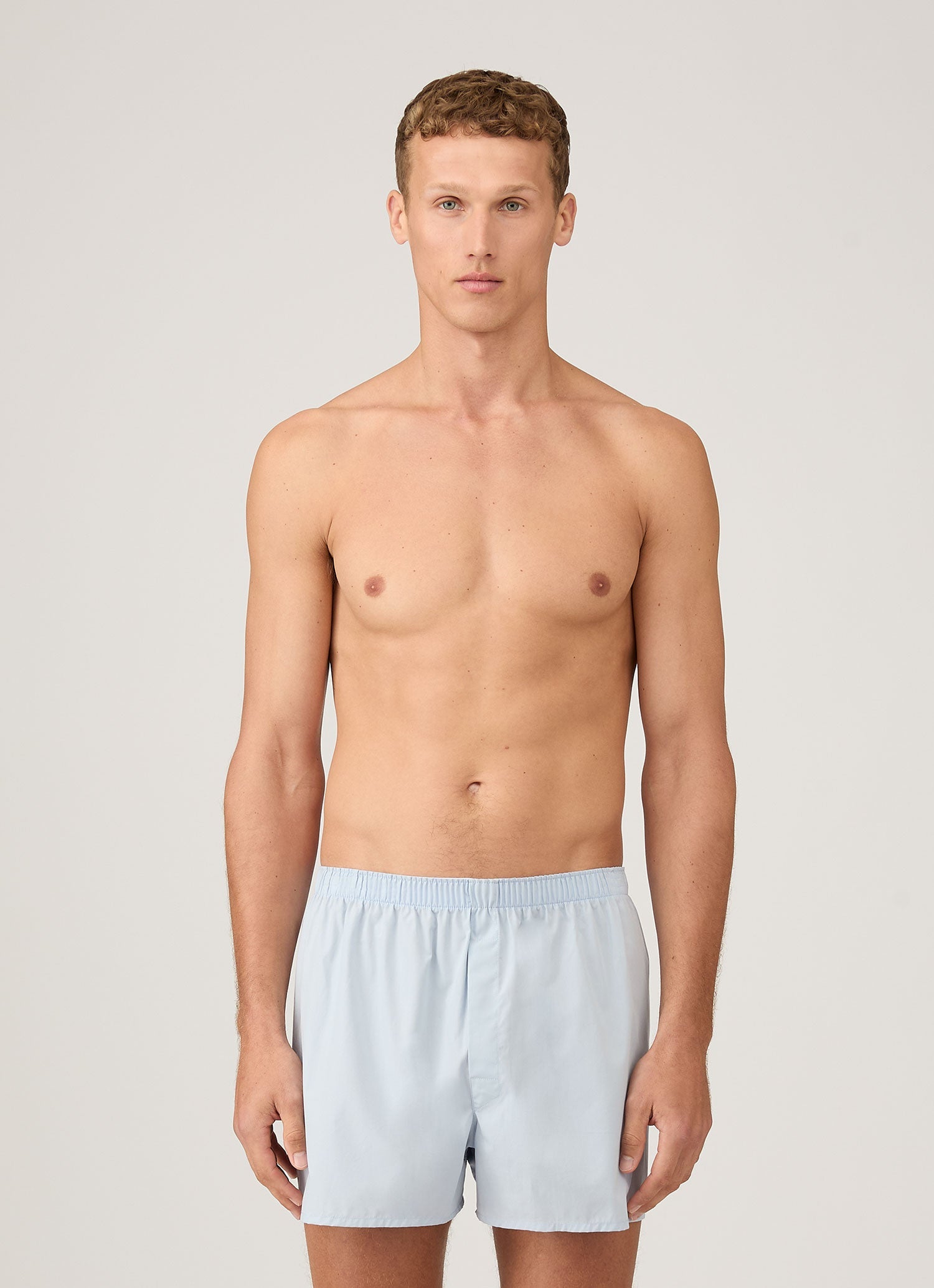 Men's Classic Boxer Short in Plain Blue | Sunspel