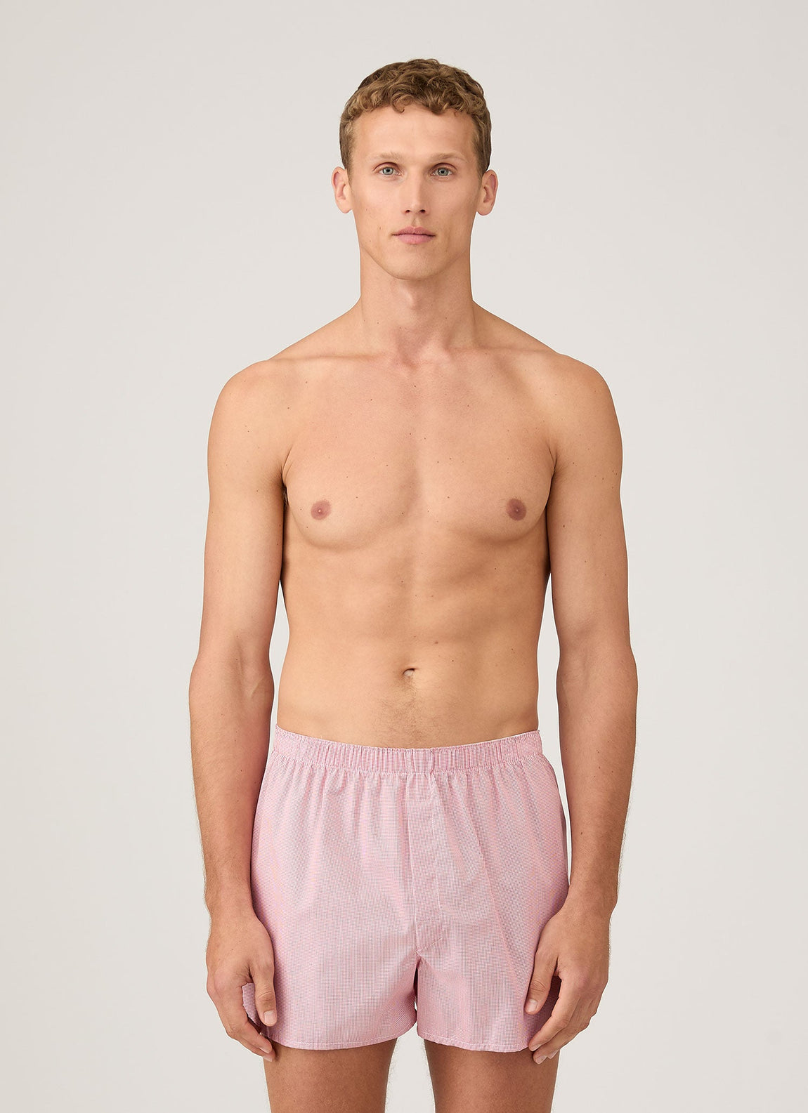 Men's Classic Boxer Shorts in Red Micro Gingham
