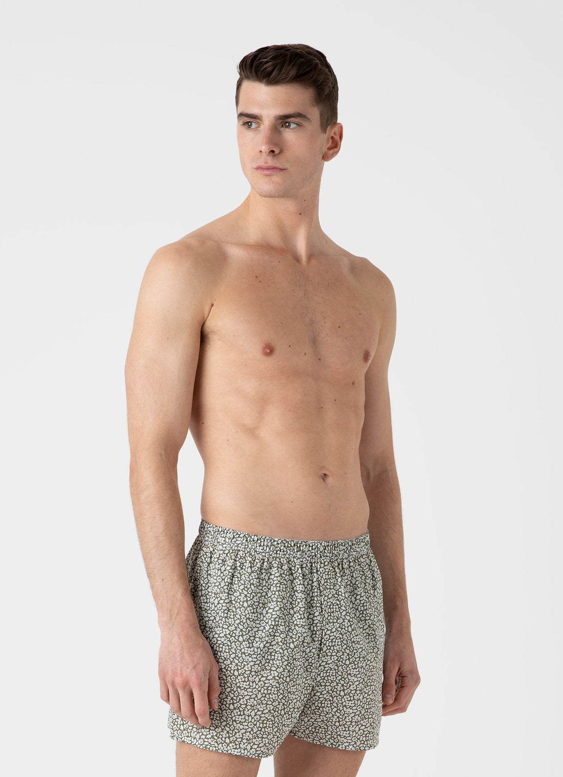 Men's Classic Boxer Shorts in Liberty Fabric in Khaki Feather Meadow