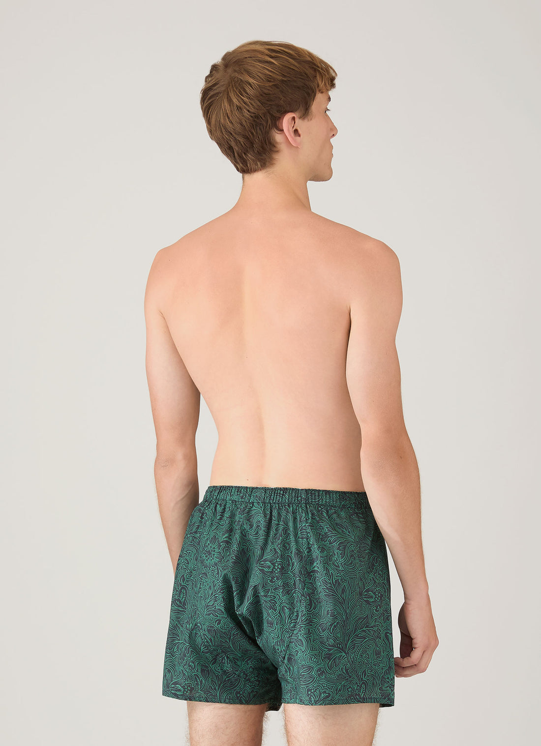 Men's Classic Boxer Shorts in Liberty Fabric in Steel Green Bloom